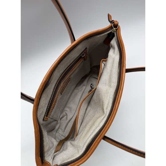 Dooney Bourke Large Black Leather With Cognac Trim Shoulder bag - Picture 15 of 16